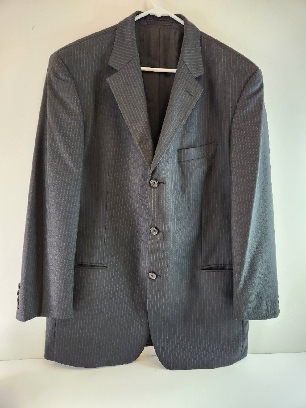 Hugo Boss Single Breasted Pinstripe Men's Suit Jacket Blazer Charcoal